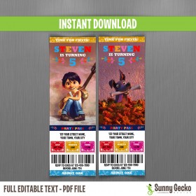 Coco Birthday Ticket Invitations